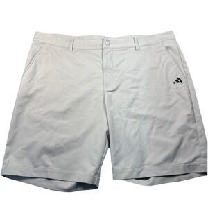 Adidas Golf Shorts Men 40 Khaki 9" Inseam 3-Stripes Logo Performance Casual